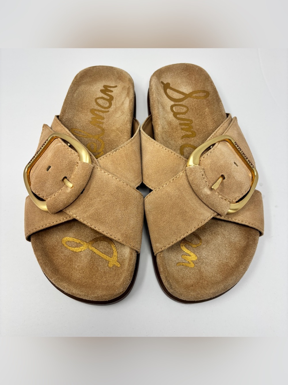 SAM EDELMAN Darla 2 Slide Sandal Tan Suede Size 7M